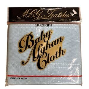 MCG Textiles Baby Afghan Cloth Blue 18 Count Cross Stitch 29"x 45" 100% Acrylic